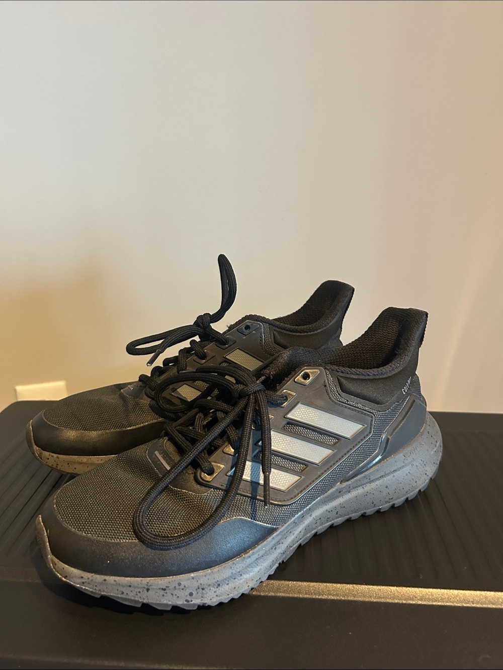 Men's Black Adidas Athletic Running Shoes with Reflective Stripes